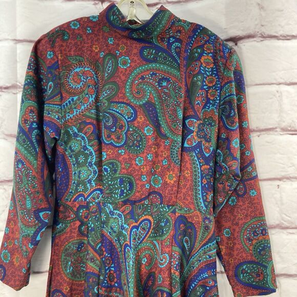 Vintage Joan Sparks Elizabeth Barrett Dress Women's SZ 10 Paisley Long Modest - Picture 2 of 12